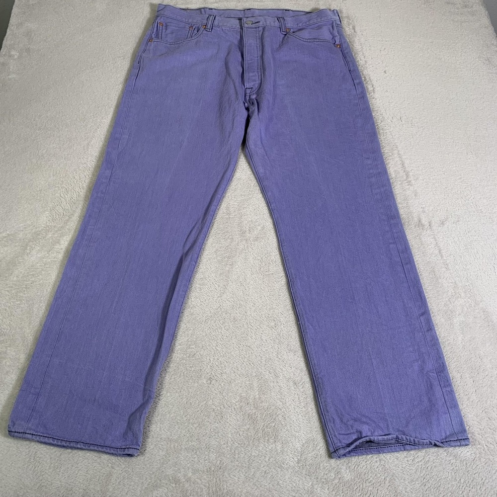 Levis 501 XX Jeans Mens 38x32 Purple Light Wash Regular Straight Button Fly